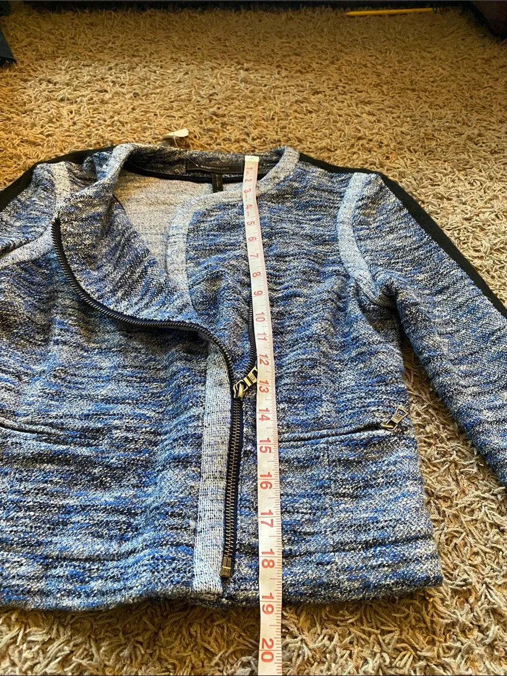 BCBGMaxAzria Blue Heather Zip-Front womens Jacket  and pant set XXS